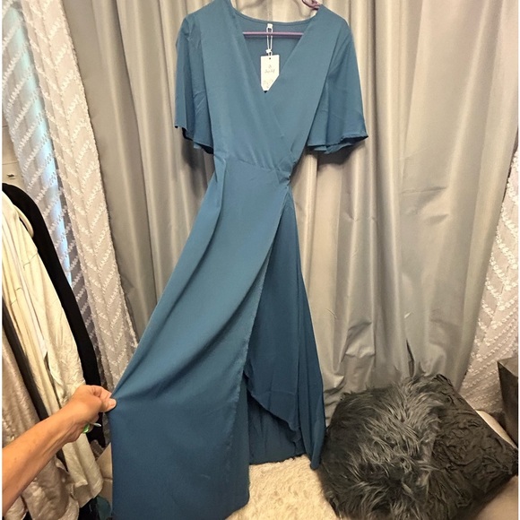 Deep Self  Womens V Neck Short Sleeve Split Wrap Maxi Dress S #91 - Picture 2 of 9